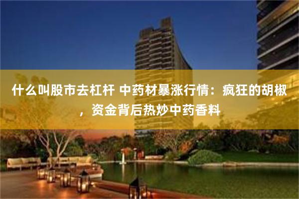 什么叫股市去杠杆 中药材暴涨行情：疯狂的胡椒，资金背后热炒中药香料