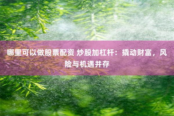 哪里可以做股票配资 炒股加杠杆：撬动财富，风险与机遇并存