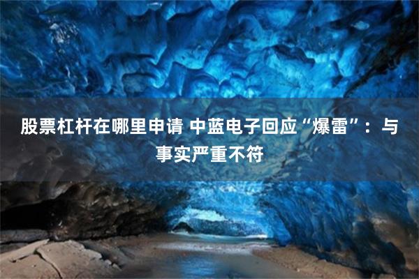 股票杠杆在哪里申请 中蓝电子回应“爆雷”：与事实严重不符
