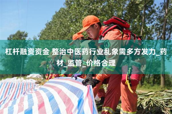 杠杆融资资金 整治中医药行业乱象需多方发力_药材_监管_价格合理