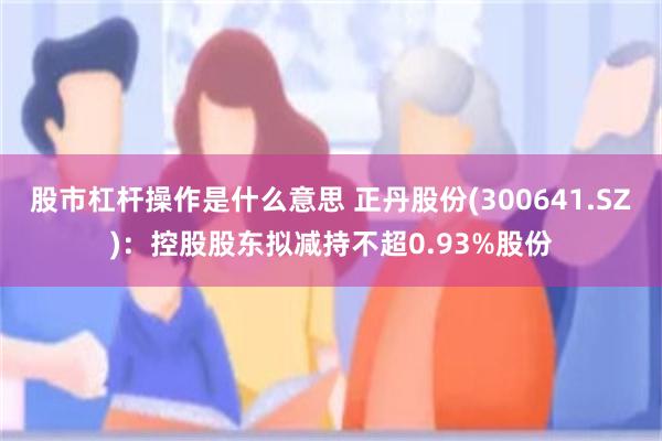 股市杠杆操作是什么意思 正丹股份(300641.SZ)：控股股东拟减持不超0.93%股份