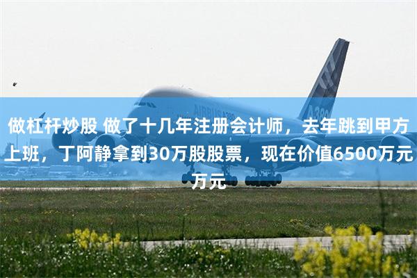 做杠杆炒股 做了十几年注册会计师，去年跳到甲方上班，丁阿静拿到30万股股票，现在价值6500万元