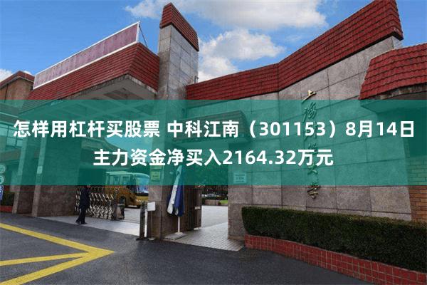 怎样用杠杆买股票 中科江南（301153）8月14日主力资金净买入2164.32万元