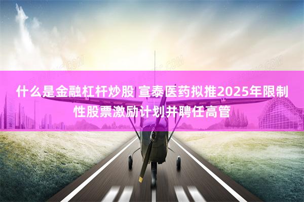什么是金融杠杆炒股 宣泰医药拟推2025年限制性股票激励计划并聘任高管