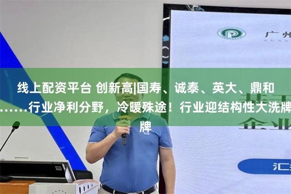 线上配资平台 创新高|国寿、诚泰、英大、鼎和……行业净利分野，冷暖殊途！行业迎结构性大洗牌