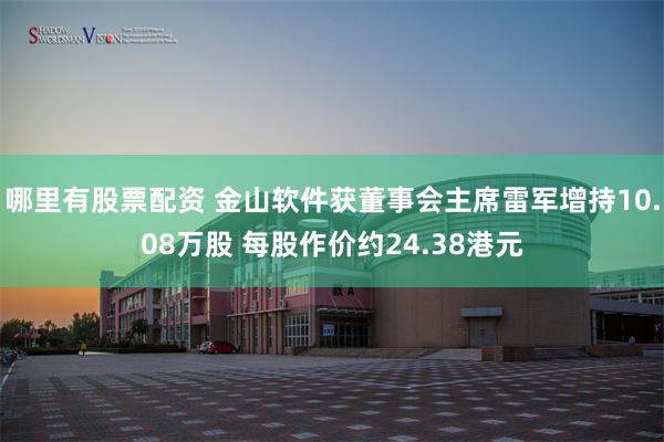 哪里有股票配资 金山软件获董事会主席雷军增持10.08万股 每股作价约24.38港元