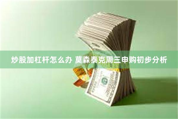 炒股加杠杆怎么办 莫森泰克周三申购初步分析